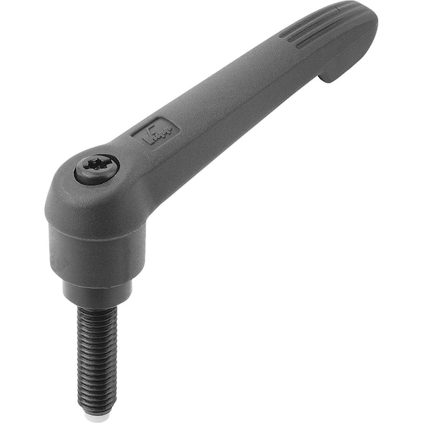 Adjustable Handle W. Thrust Pin Size:2 M06X49, 8, Form:B Plastic, Black Ral7021, Comp:Pin Pom